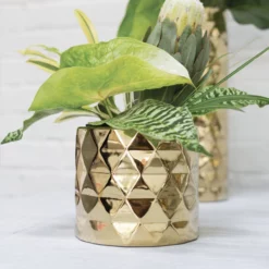 6.25”H X 7” GOLD CERAMIC ARCHITECT POT (AD) -Quality Wholesale Shop accent decor 625h x 7 gold ceramic architect pot a 1
