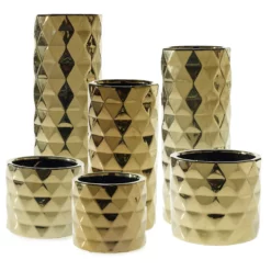 6.25”H X 7” GOLD CERAMIC ARCHITECT POT (AD) -Quality Wholesale Shop accent decor 625h x 7 gold ceramic architect pot a 2