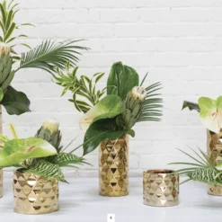 6.25”H X 7” GOLD CERAMIC ARCHITECT POT (AD) -Quality Wholesale Shop accent decor 625h x 7 gold ceramic architect pot a 3