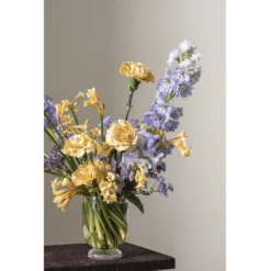 6.75”H X 5.25” GLASS HOLLIS PEDESTAL VASE -Quality Wholesale Shop accent decor 675h x 525 glass hollis pedestal vase 1