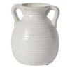 7”H X 6” WHITE TREVI VASE WITH HANDLES (AD)