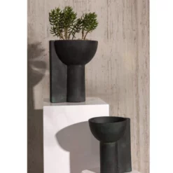 8.25”H X 7” X 6.25” DARK GREEN CERAMIC LEVINE COMPOTE -Quality Wholesale Shop accent decor 825h x 7 x 625 dark green ceramic lev 1