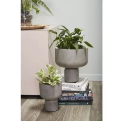 8.75”H X 6.5” GREY CONCRETE FRESNO PLANTER -Quality Wholesale Shop accent decor 875h x 65 grey concrete fresno plante 2