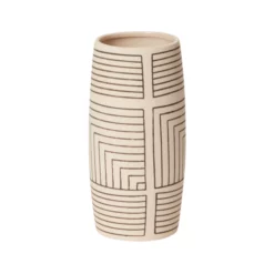 8”H X 3.5” OFF WHITE CERAMIC SEQUENCE VASE