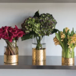 8”H X 3.75” GLASS WITH GOLD BOTTOM ELSA VASE -Quality Wholesale Shop accent decor 8h x 375 glass with gold bottom elsa 2