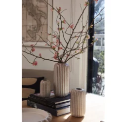 8”H X 4.25” OFF-WHITE CERAMIC FAULT LINE VASE -Quality Wholesale Shop accent decor 8h x 425 off white ceramic fault line 2