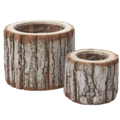 8"h X 9.75" WOOD PINEFROST POT -Quality Wholesale Shop accent decor 8h x 975 wood pinefrost pot 3