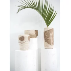 9.5’H X 6-7.5”W WOOD YUCCA POT/VASE -Quality Wholesale Shop accent decor 95h x 6 75w wood yucca pot vase 1