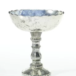 9.5”H X 8” SILVER DESIRAY COMPOTE GLASS(AD)