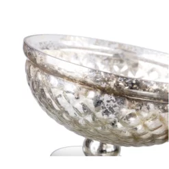 H:7.5" D:12 MERCURY SILVER GLASS LOW PEDESTAL COMPOTE -Quality Wholesale Shop h75 d12 mercury silver glass low pedestal compote 3