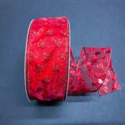 RED SHR/RED GLIT HEARTS #40, 50 YDS